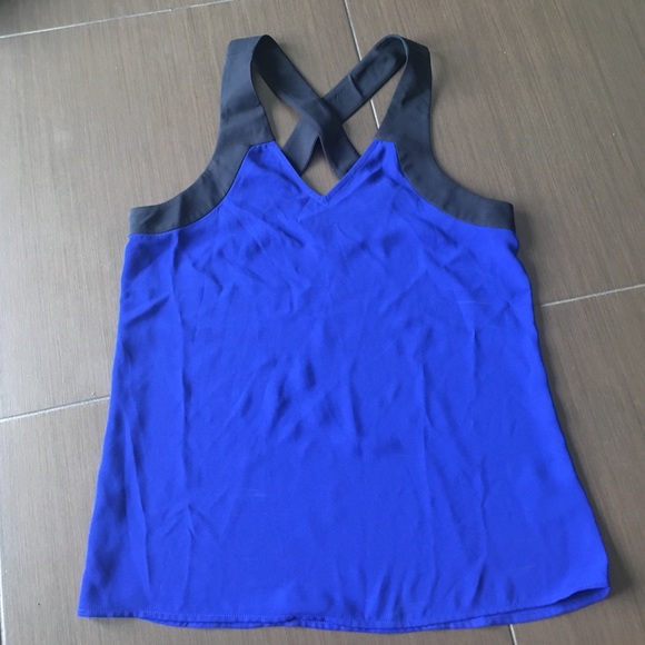 Royal blue and black blouse