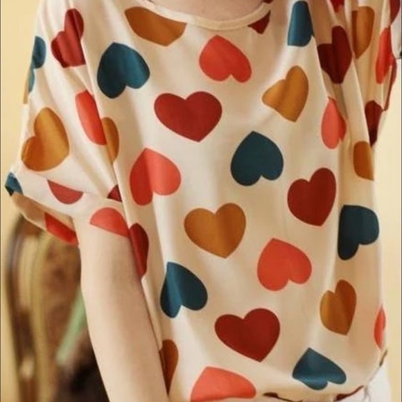 Lovesdesigner Tops - New Heart Colorful Valentine’s Day Boho Tunic Top