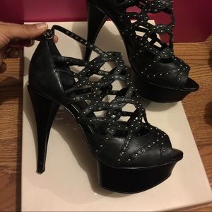 BCBG Giada Black Boot Calf Sexy Heels