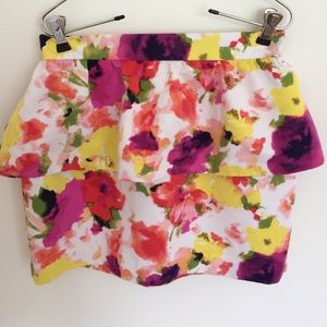 Floral Peplum Mini Skirt