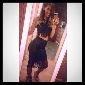 Hello Molly two piece lace dress - NAVY BLUE