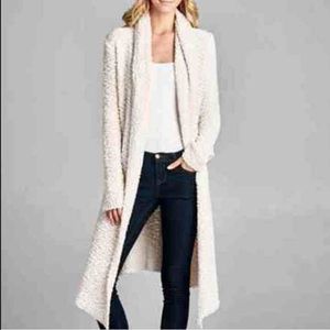 Cream knit long line cardigan
