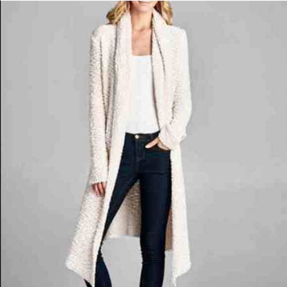 Cream knit long line cardigan