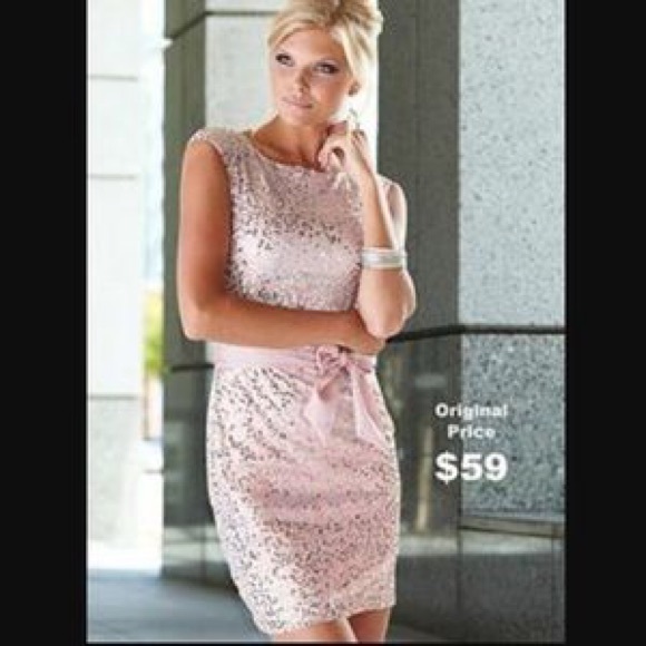 Venus Sequin dress with ribbon in line.