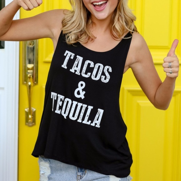 PINK Victoria's Secret Tops - Tacos & Tequila Black Tank