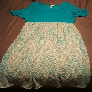 Mint and Tan Maternity Dress