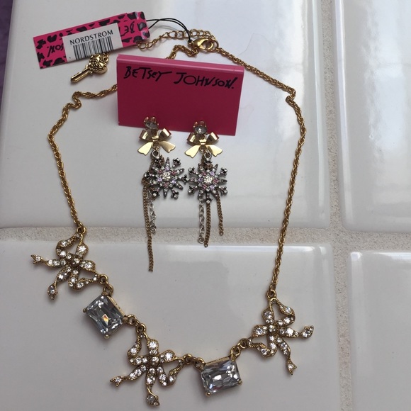 Never worn Betsey Johnson earrings and necklace