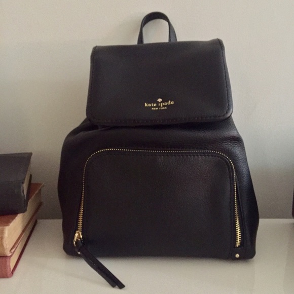 {sold} Kate Spade black leather backpack