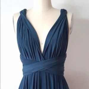 Teal Blue infinity wrap dress knee length