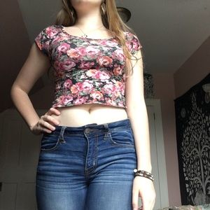 Flower Print Crop Top
