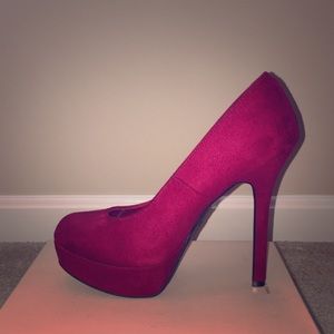 Brash Red Velour Pumps