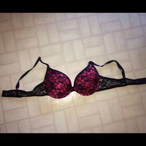 Hot pink lace push up bra