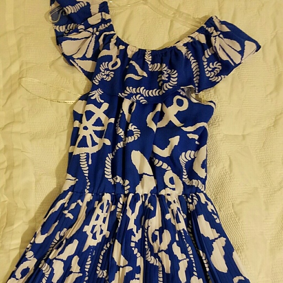 NWOT Crowley Ruffle Pleated Dress in Dock Hopper