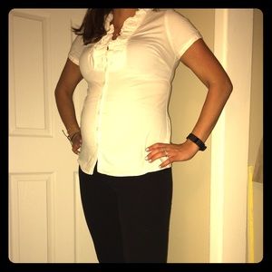 A Pea in a Pod white maternity blouse with ruffle