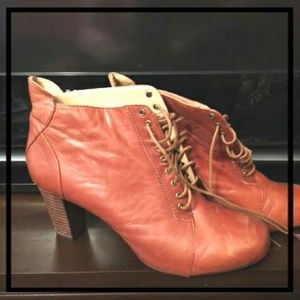 Lace up leather booties