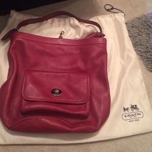 Coach red bucket purse
