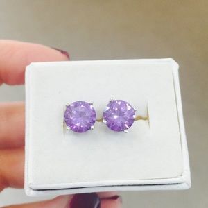 Sterling silver amethyst stud earrings