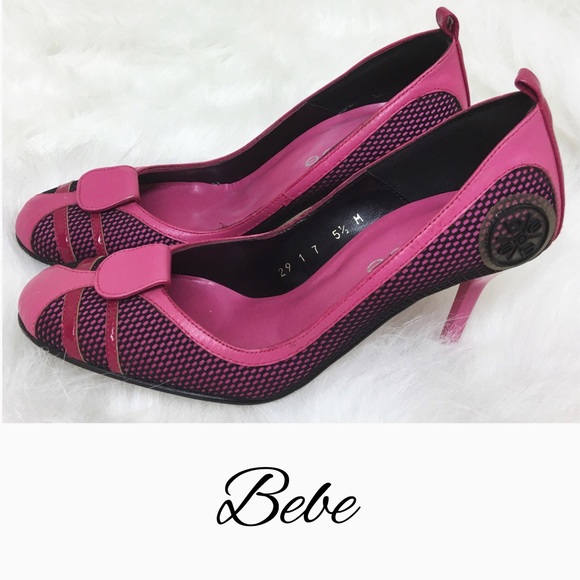 💙Bebe pink & fishnet heels
