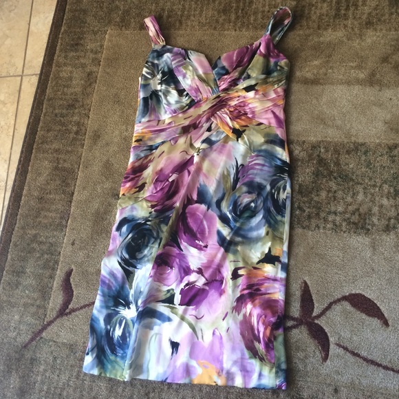 David Meister Sateen floral print dress