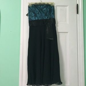 Black and blue evening wear