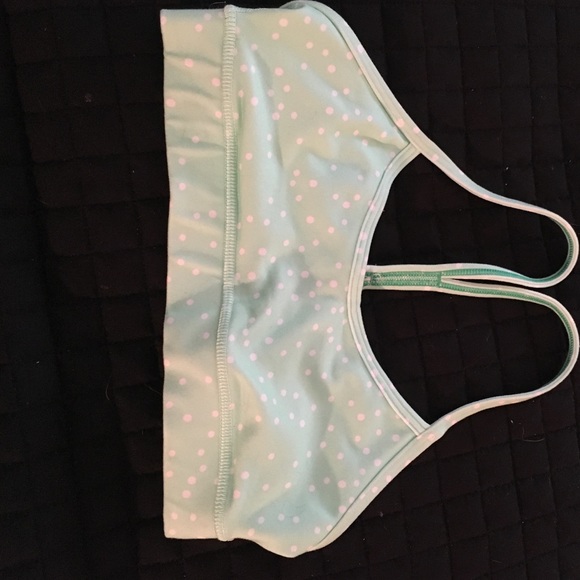 Green polka dot sports bra