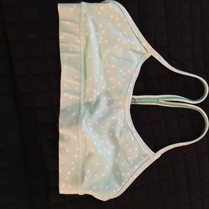 Green polka dot sports bra