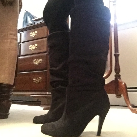 Suede knee boots.worn.