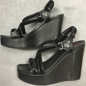 Prada black wedges