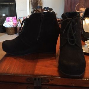 Suede bootie wedges