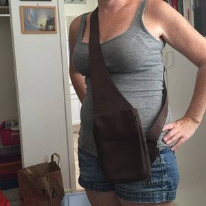 Fossil sling pack. Brown leather