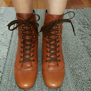 Camel leather booties size 7.5 PRICE FIXED