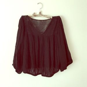 GrassLA Cropped Peasant Blouse