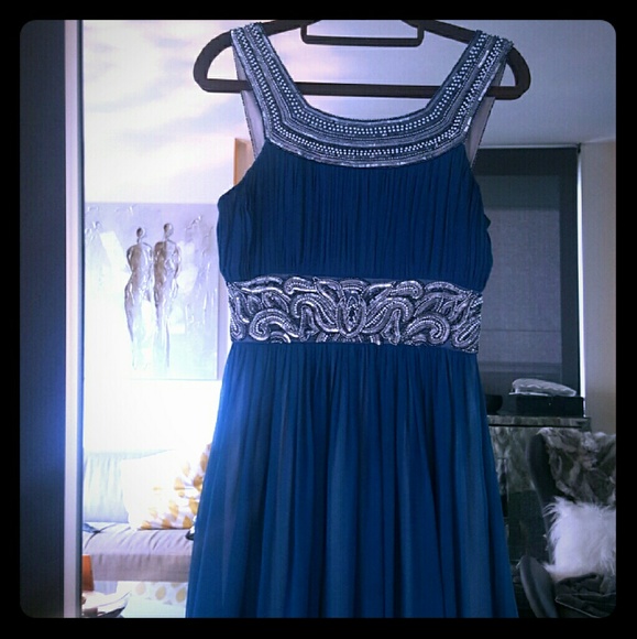 Beautiful teal beaded dress