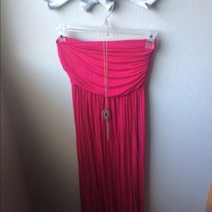 Bright pink cotton Maxi dress