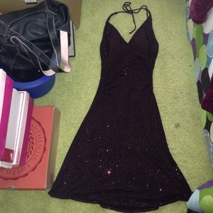 Sparkly maroon halter dress