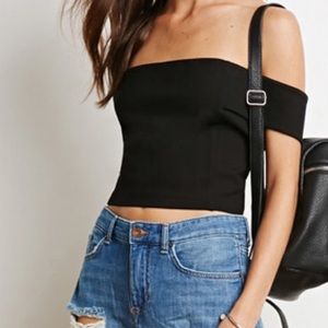 Black off the shoulder crop top