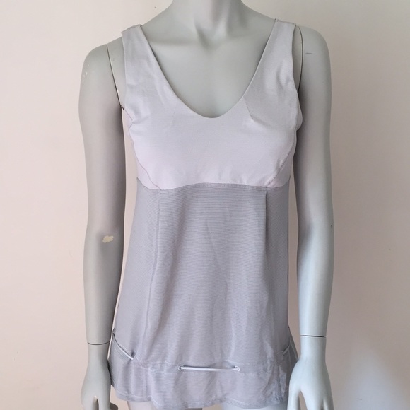 Lululemon grey and white striped top size 8