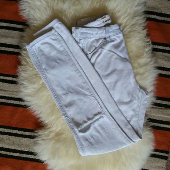 Rollas High Waisted Jean's With Ripped Knees