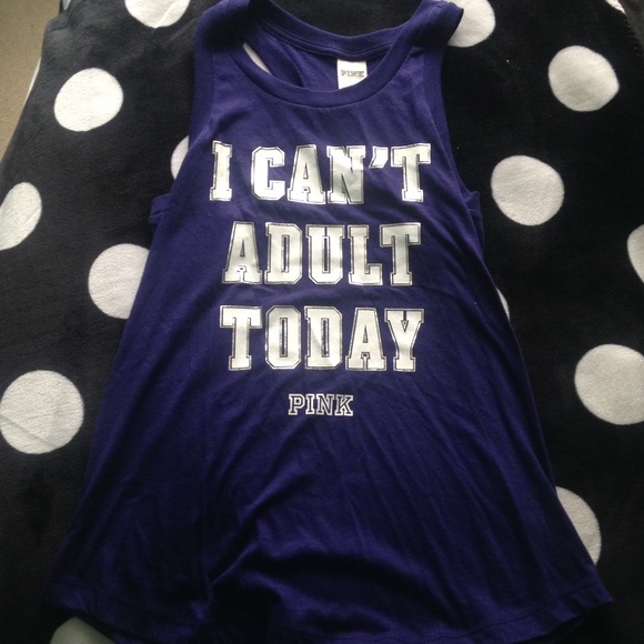 🚫SOLD🚫VS Pink "I Can't Adult Today" Tank - Picture 1 of 2