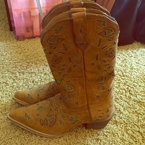 Super cute brown/teal cowboy boots