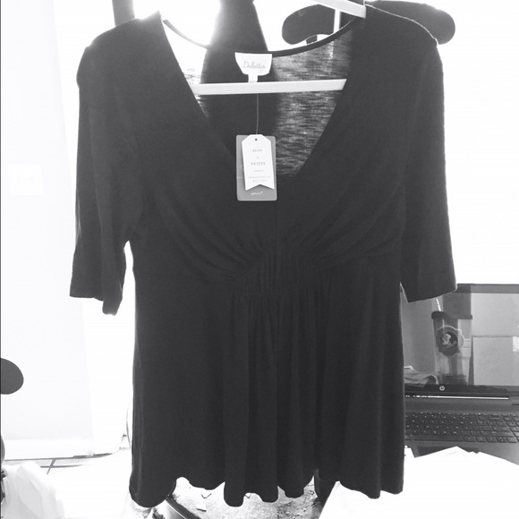 Deletta Anthropologie Pleated Empire Tee Black Med
