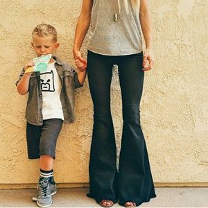 Free People Denim Super Flare In Colin Black