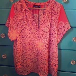 a.n.a Bright Patterned Sheer Top