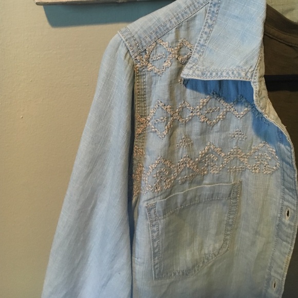 Chambray button up with embroidery