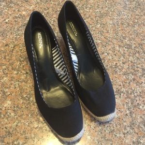 Merona Black Canvas Wedges new