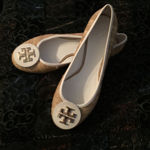 Tory Burch Natural Raffia Reva Ballet Flats