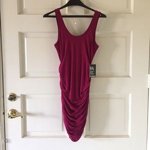 Express Ruched Magenta Dress - NWT XS