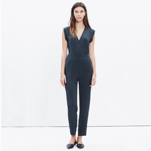 Madewell Green Silk Jumpsuit