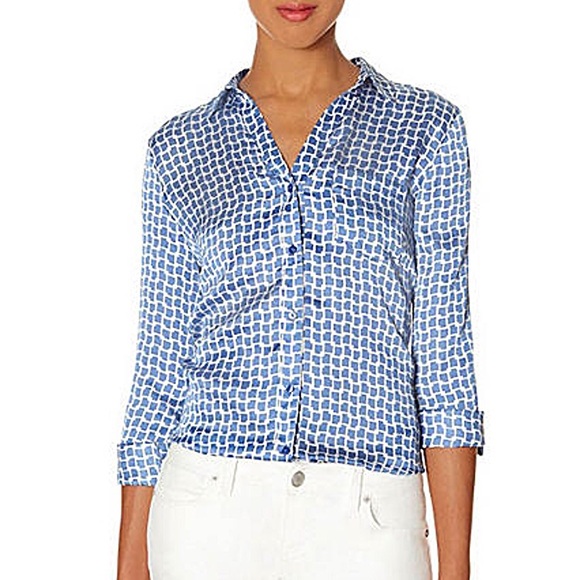 The Limited Ashton blue & white blouse