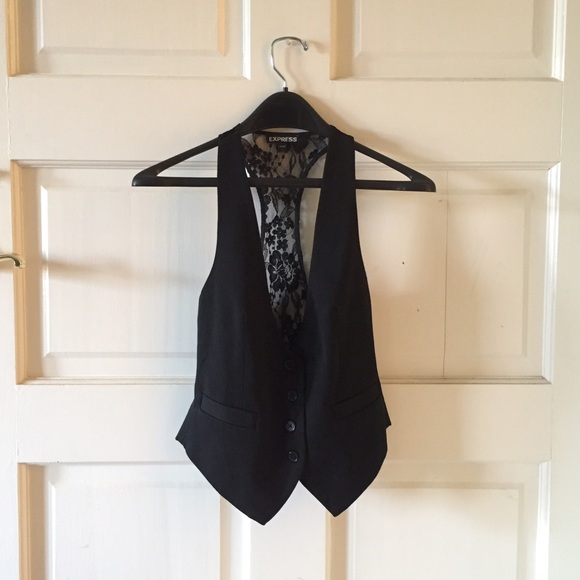 Express Black Lace Vest - Size 4
